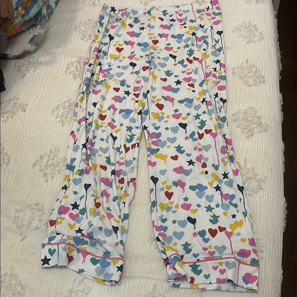 Roller Rabbit Pink and White Casual Pants with Heart Pattern